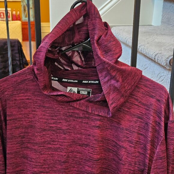 NWT RBX / Reebok Men's "Dri-Fit" Lightweight Hoodie, Wine/Black, Sz XL - Picture 5 of 13
